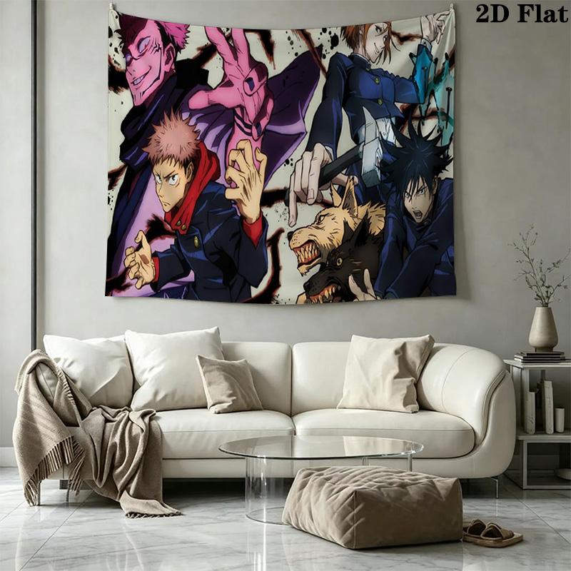 Anime Jujutsu Kaisen Wandteppich Ästhetischer Wandbehang Bedruckte Stoffdecke Dekorative Wandteppiche für Schlafzimmer Wohnzimmer Heimdekoration