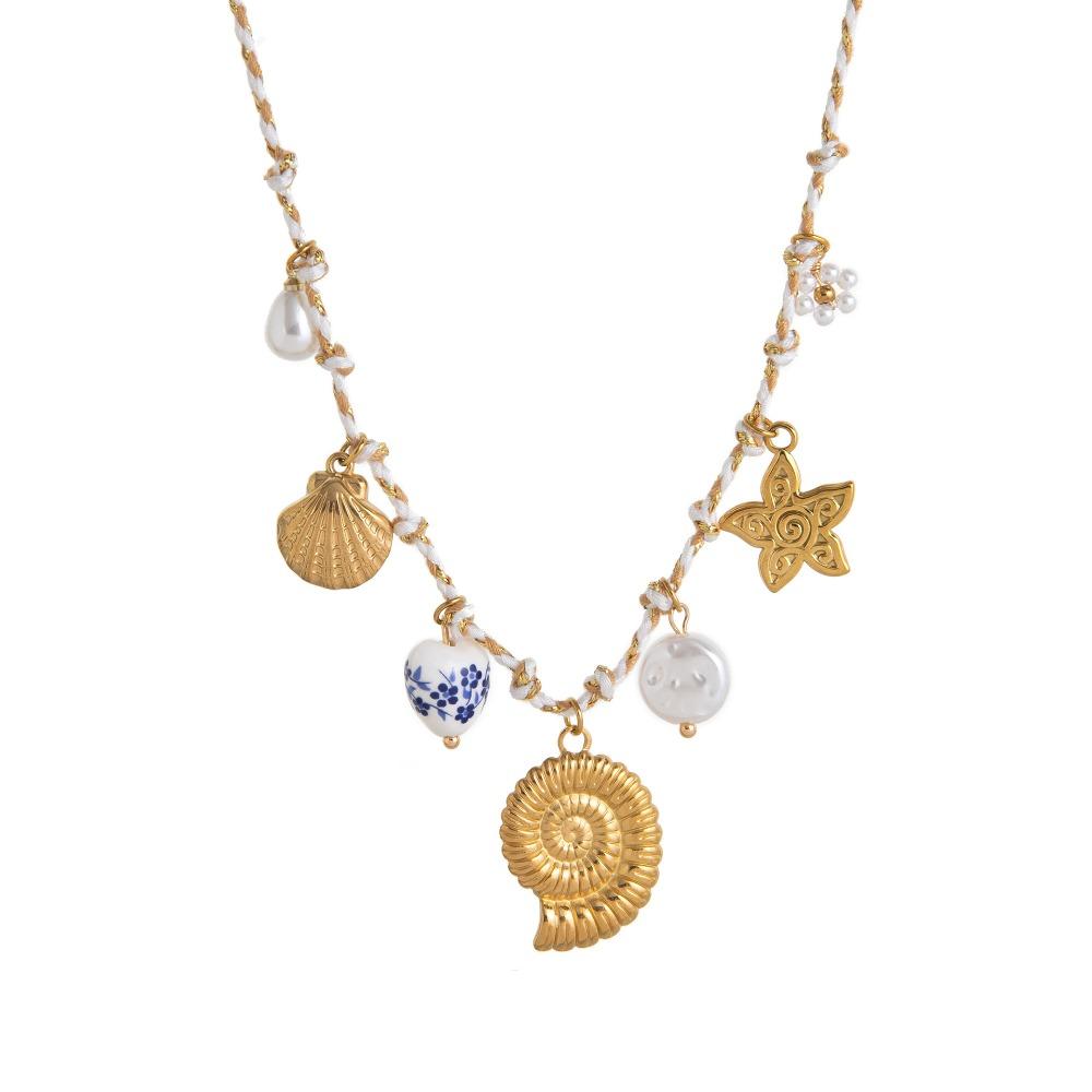 

Плетена мотузка, підвіска-мушля, богемне кольє-ланцюжок для ключиці, шарм, ювелірні аксесуари, літо Style 4