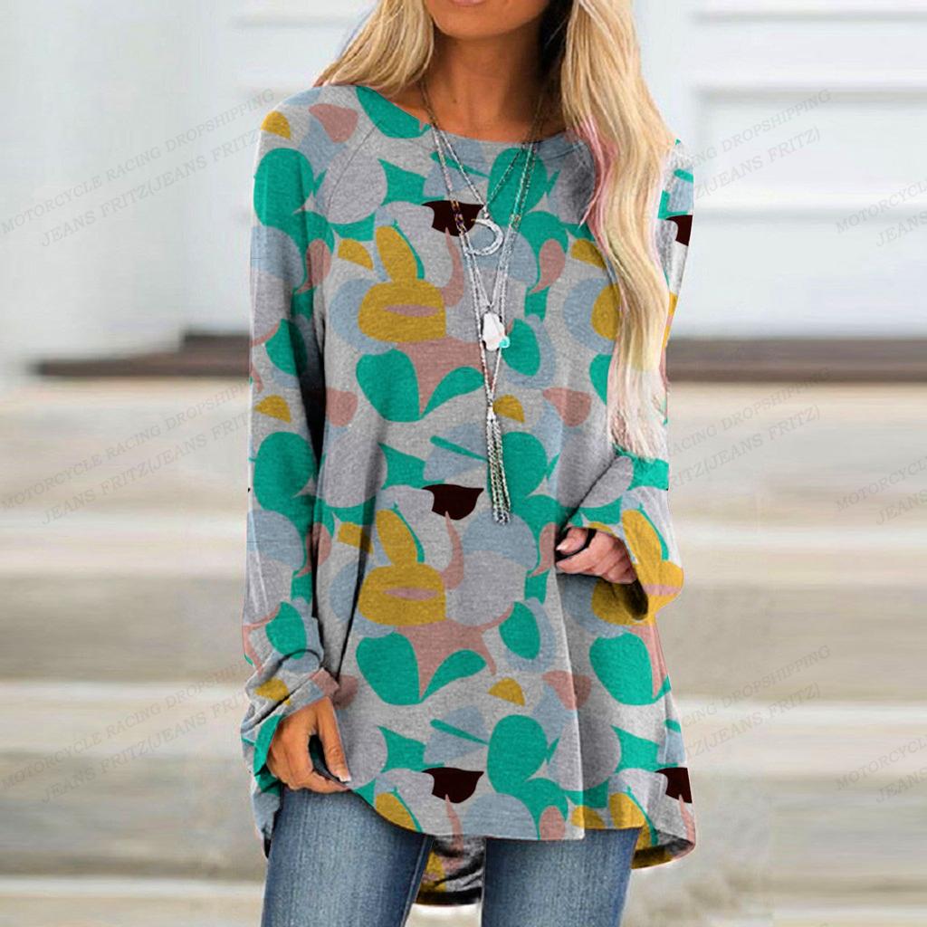 Patwork T Shirt Women's T-shirt Women Fashion T-shirt Color Block Tshirt Long Sleeve Tops Tees Ladies Tshirt Tunic Tops Girl