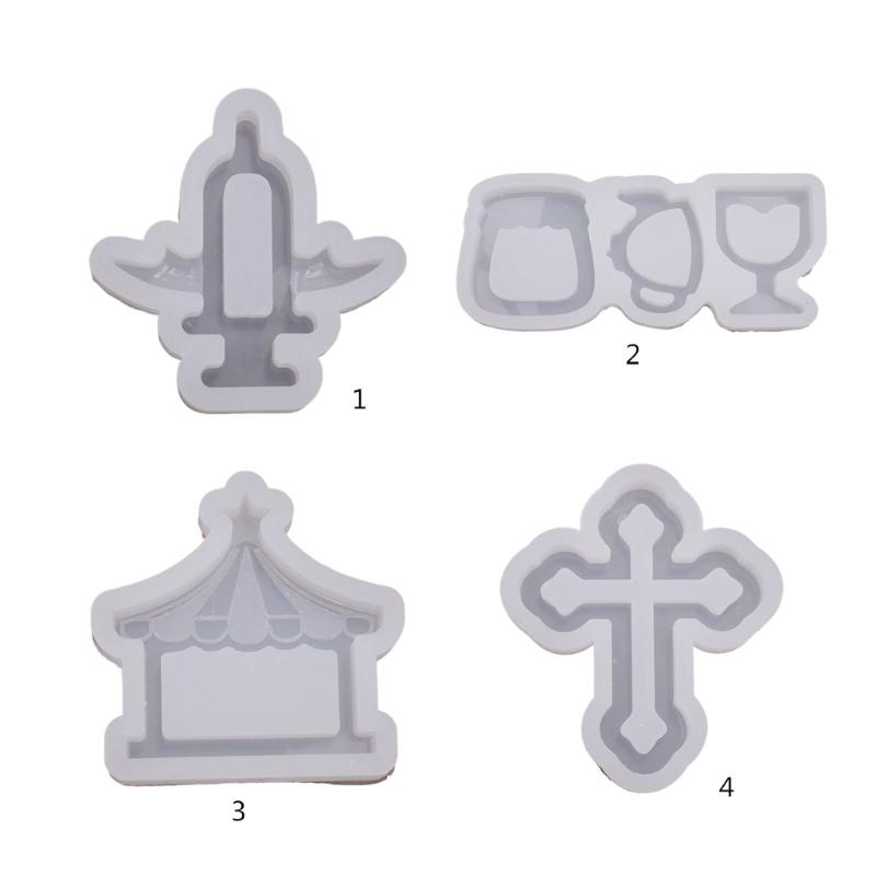 Crosses/Cup/Tent Silicone Mold Quicksand Casting Molds Epoxy Resin Shaker Mold for DIY Pendant Jewelry Decoration Making