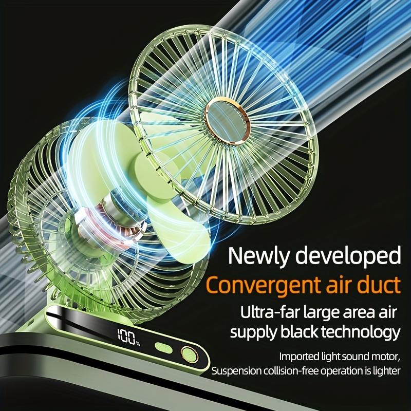 Desktop Portable Handheld Fan,2000Mah Rechargeable Fan Features Five Speed Settings, Night Light Option, And a Digital Display