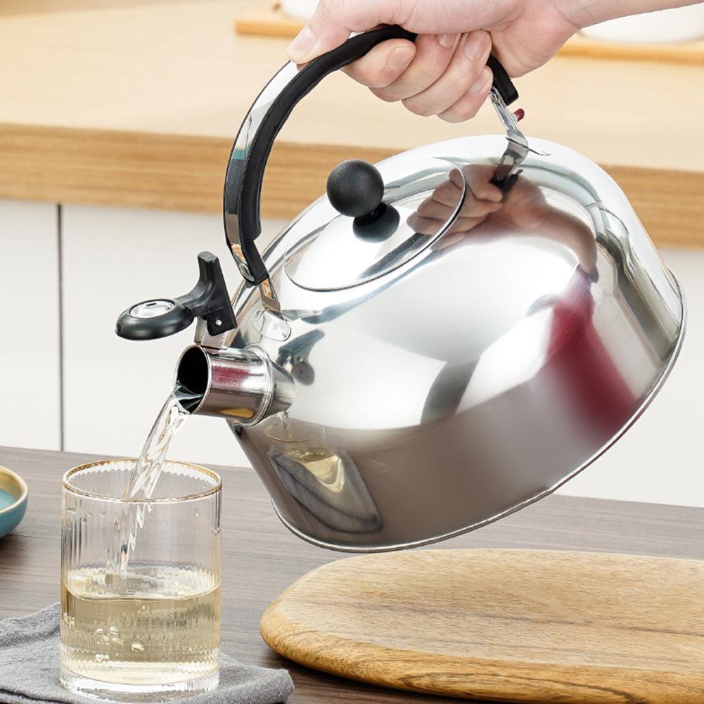 Vattenkokare i rostfritt stål Platt botten Camping Visselbotten Kaffe & Gryta Tekanna Hem För Resor U3W7