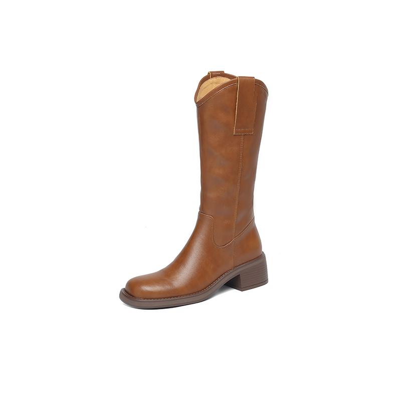 

Мода 2024 Новые осенние женские сапоги до середины икры Зимняя женская обувь Круглый носок Лаконичный средний каблук Современные ботинки Платформа Мотоциклетные ботинки 40