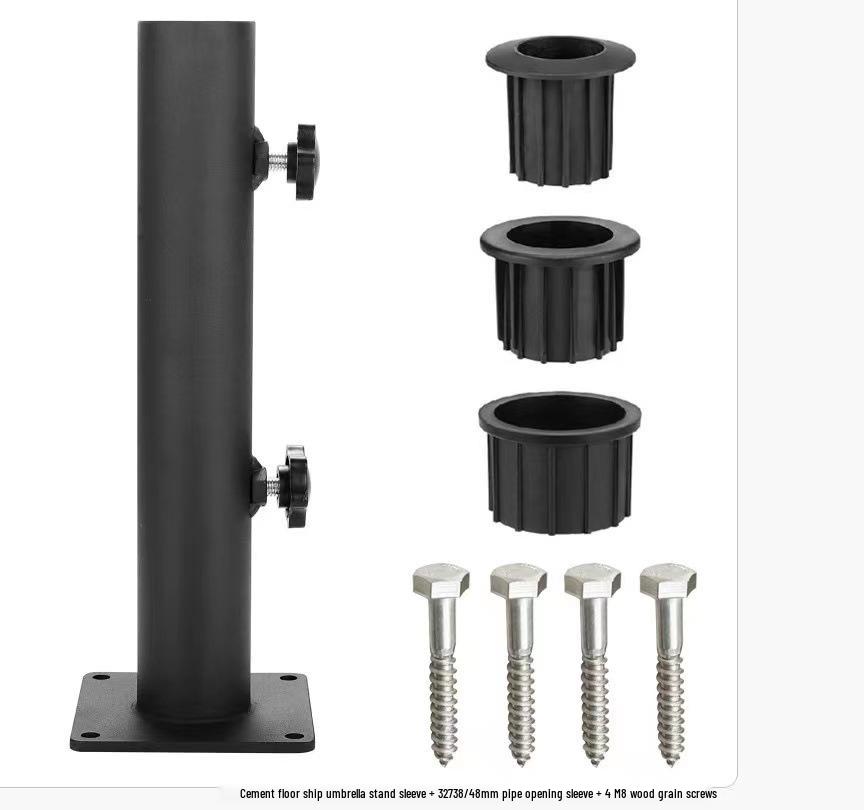 Grande Ombrellone da Esterno con Base in Cemento Nero da 30 cm e Manicotto per Supporto