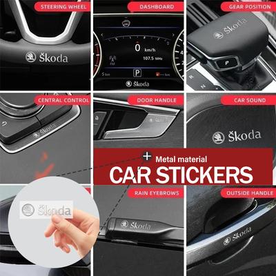 AAABQ1 3D Metal Car Interior Dekoration Stickers Badges Auto Styling For Fabia Kodiaq Kamiq Superb Yeti Octavia Enyaq Rapid