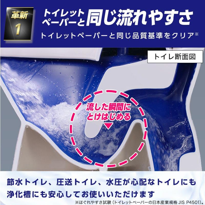 Set of 4 Gekiochikun Flushable Toilet Cleaner for 20 40 Cuts Clean-up! Water-Saving Toilets, Thick, Large, Sheets, Perforated,