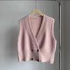 Big V-neck Solid Color Knitted Vest for Women's Outerwear Cardigan Korean Version Sleeveless Jacket for Women