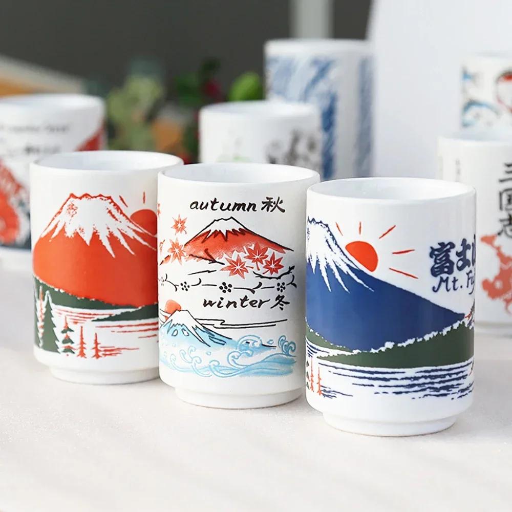 Cani Ceramice Japoneze cu Imprimeu 300ml Ceai Vin Cupă Sushi Sake Amuzant Decor Restaurant Familie Cadou de Călătorie pentru Prieteni