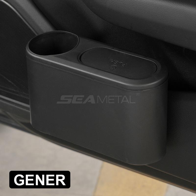 

Автомобильный мусорный бак SEAMETAL, подвесной мусорный бак из кожи, ABS, прессованный жесткий ящик для мусора, универсальный органайзер на задний ряд с напитком Black ABS