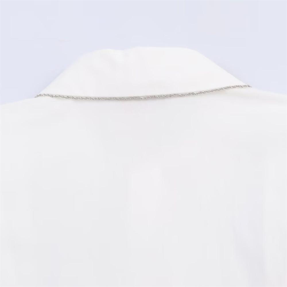 Winter 2025 European & American Style Beaded Lapel Poplin Shirt
