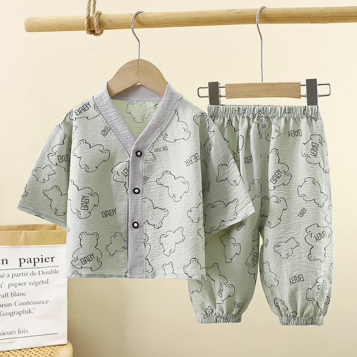 

Детский пижамный комплект Летняя детская домашняя одежда для мальчиков и девочек Тонкий детский кардиган Одежда Детская одежда 110cm серый