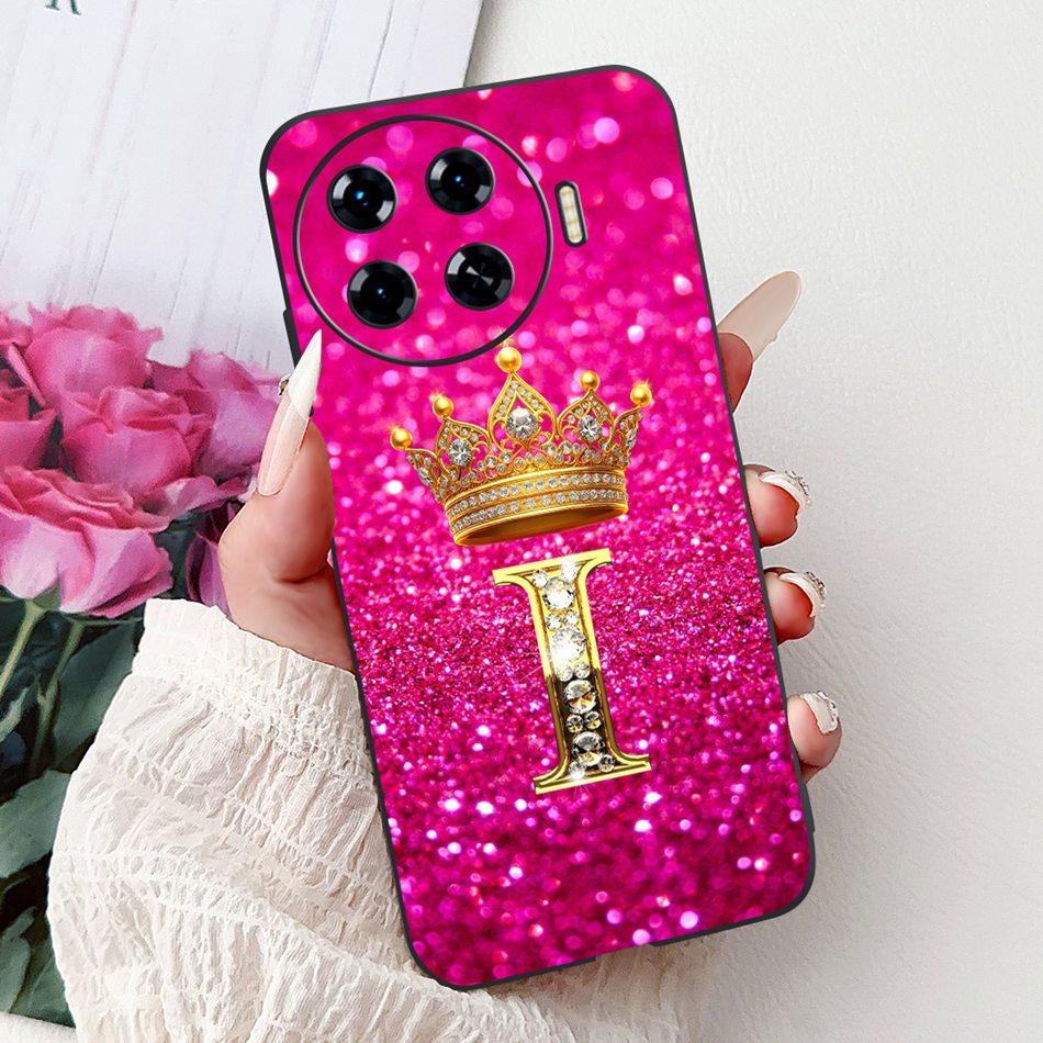 For Tecno Spark 20 Pro+ 20Pro 20 20C Fashion Crown Letter Phone Case For Spark20 20 Pro Plus Black Silicone Soft Cases Bumpers