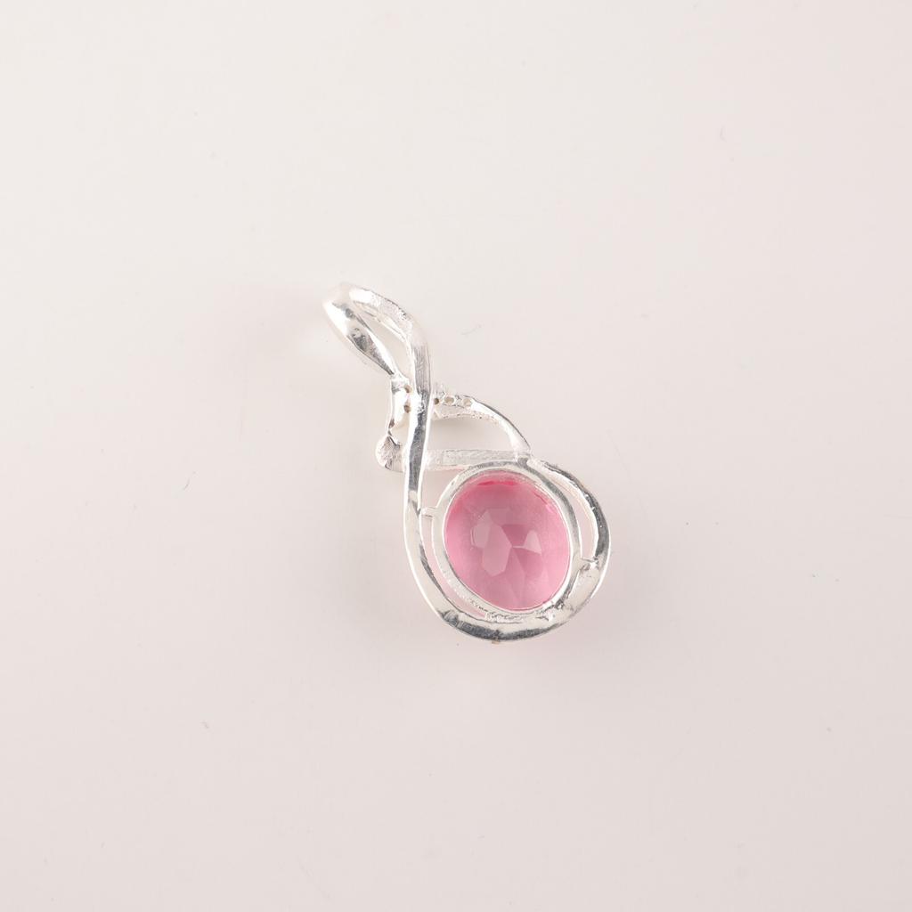Women Gift Pink Tourmaline Gemstone 925 Sterling Silver Jewelry Zircon Pendant CZP-13-5