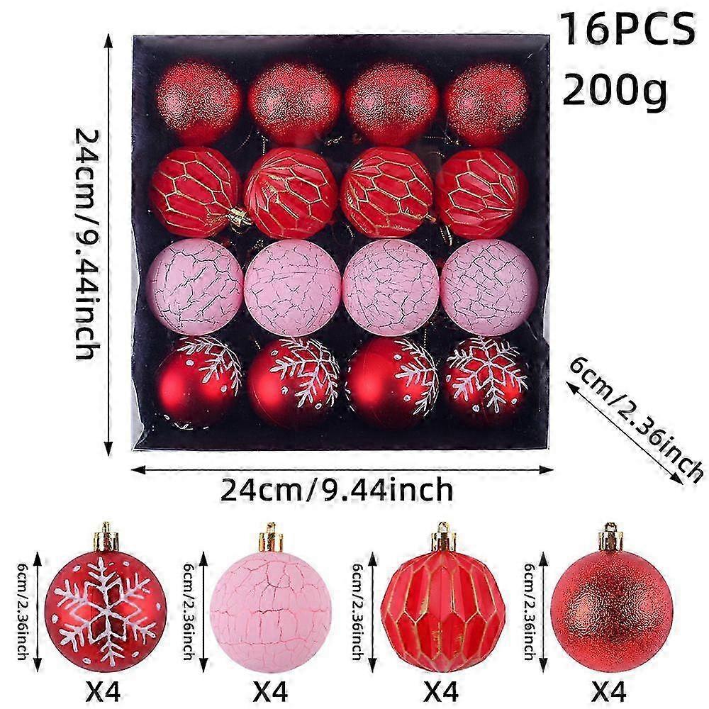 16pcs Christmas Sphere Ornament Collections Unique Christmas Tree Hanging Baubles Ornament For Seasonal