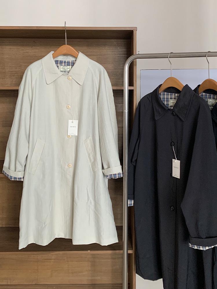 Einfarbiger mittellanger einreihiger Damen-Trenchcoat im koreanischen Stil - Lässige, vielseitige und figurbetonende Oberbekleidung