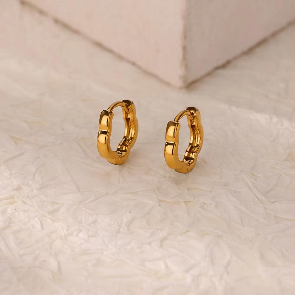 Gold Color Glossy Chunky Waterdrop Dangle Earrings For Women Stainless Steel Heart Bow Ear Piercing Jewelry Birthday Cute Gifts