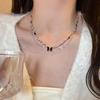 Elegant Sølvperle Liten Diamant Choker Halskjede - High-End Temperament Design