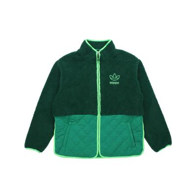 Originals Grand Trèfle Polaire Sherpa Sports de Plein Air Décontracté Épissée Veste à Col Montant Homme Vêtement d'Extérieur Vert Forêt H09362