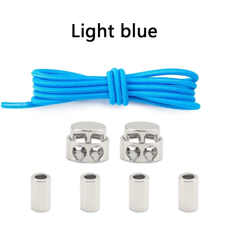 1 Pair Round Elastic Shoe Laces No Tie Shoelaces Tieless Metal Spring Buckle Shoelace for Kids Adults Elderly One Size Fit All