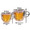 Heart Shaped Mug Double Wall Glass Cup Heat-Resisting Solid Color Wine Glasses Tea Mugs Milk Espresso Coffee Cup for Gift