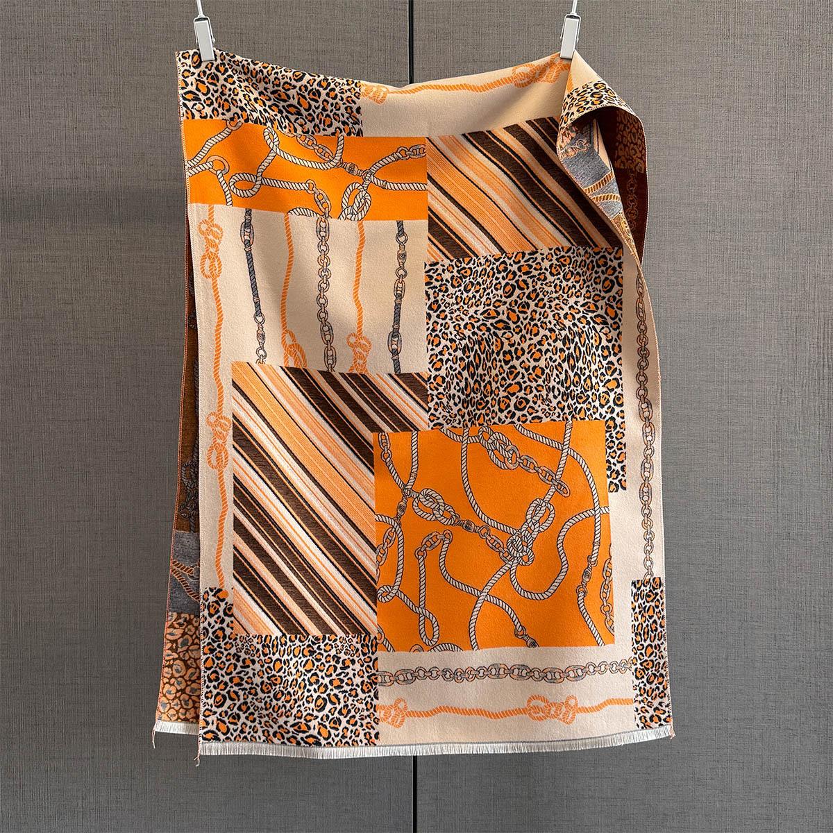 

New versatile leopard print splicing imitation cashmere jacquard scarf for women s autumn and winter skin-friendly and thickened warm scarf 185*66cm