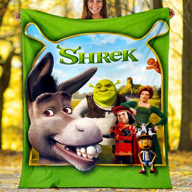 1pc Shrek3 Theme Blanket - Digital Print, Polyester, Cozy for All Seasons, Perfect for Outdoor, Camping, and Travel