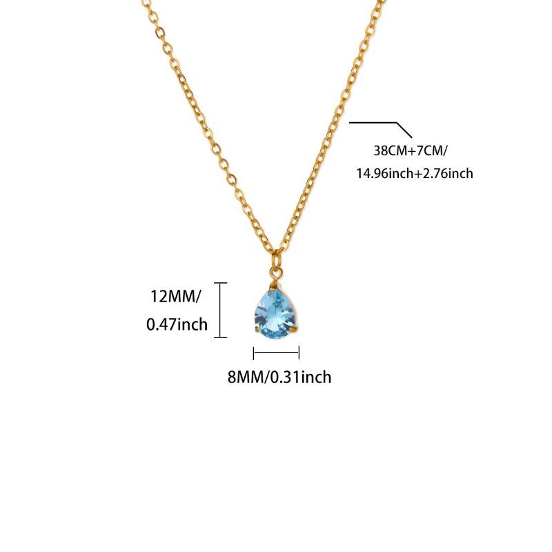 Jewelry Pear Shaped Water Drop Zircon Moon Birthstone Birthstone Necklace Plated 1 Gold Clavicle Chain Stainless Steel