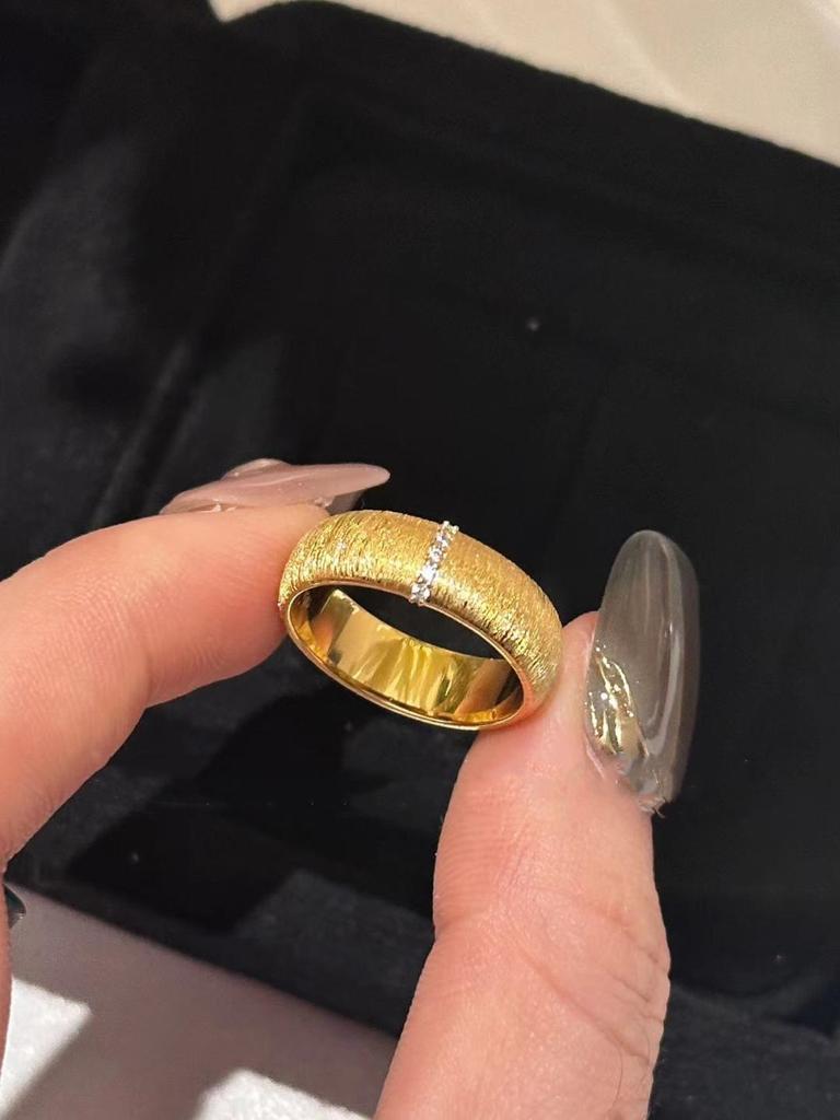 French Light Luxury Retro Ring Wire Drawing Process Italian Medium And Ancient Style Wide And Narrow Version Couple Ring Opening Adjustable