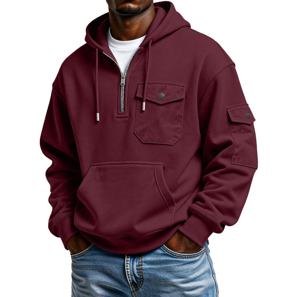Men's Solid Color Sweatshirt Hoodie Men's Sports Large Size Casual Sweatshirt