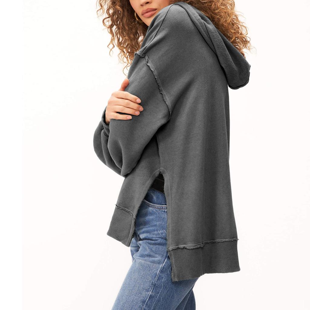 Women's Fashionable Solid Color Long Sleeved Sweatshirts Top