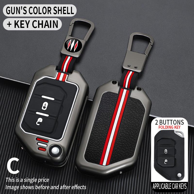 Zinc Alloy Car Key Case For Jeep Gladiator Jt Sahara Jlu Jk Wrangler Jl Rubicon Accessories