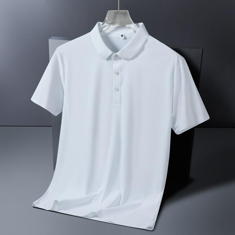 Ice Silk Men's Stretch Polo Shirt: Summer Lightweight, High-End Business Casual, Short Sleeve, Turn-Down Collar