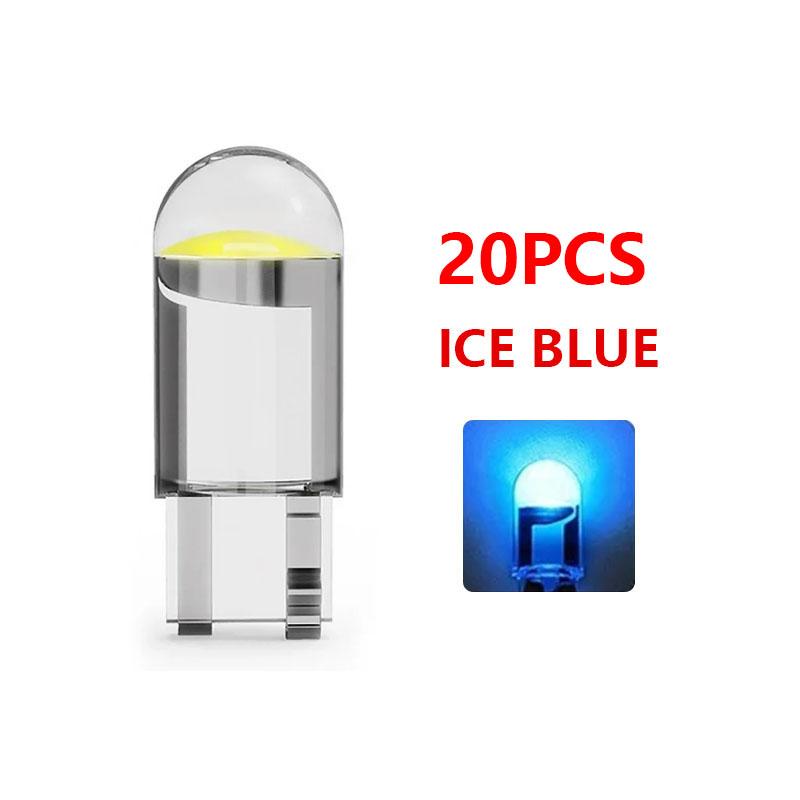 20Pcs T10 W5W LED Bulbs COB Car Lights Wedge Side Bulb Parking Lights White Auto License Plate Lamps Dome Read Lights