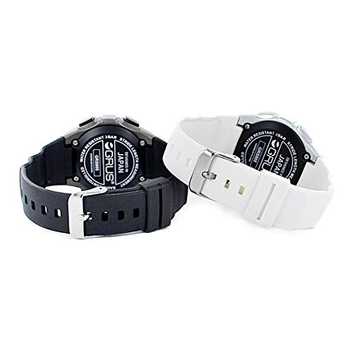 GRUS Radio-Controlled Walking Watch with Step Count and Stride Tracking, Lightweight, Unisex, for Men and Women (GRS005-02/White)