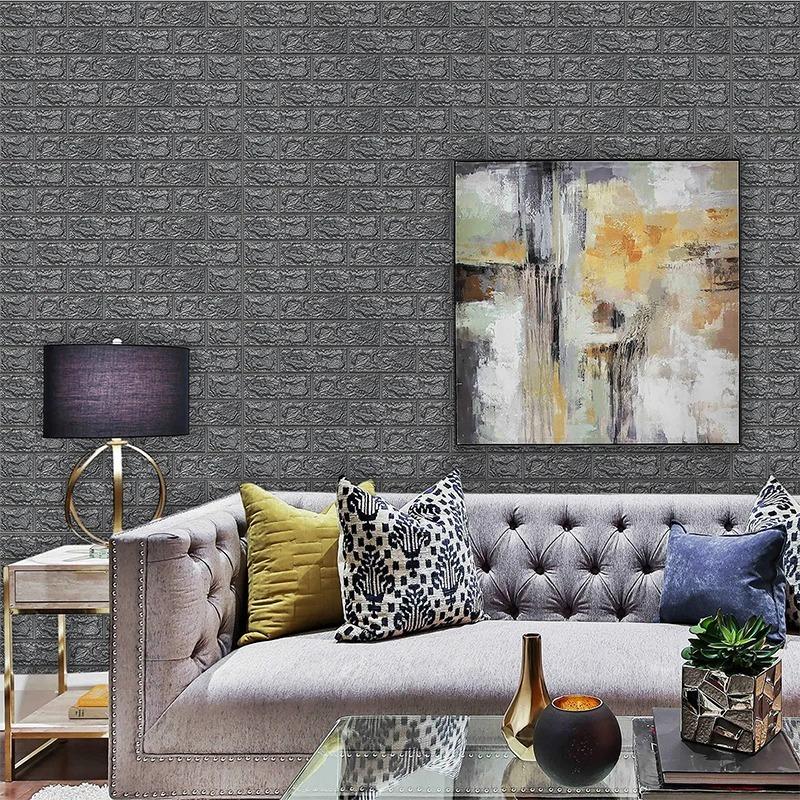 Brick pattern 70X100cm waterproof self-adhesive 3D wallpaper solid color living room wall sticker