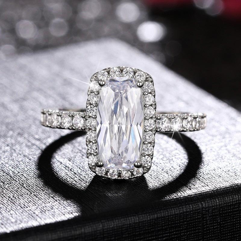 Ny Glitrende Firkantet Geometrisk Design Ringlys Luksus Personlig Mote Stil Forlovelses- og Bryllups Tilbehør