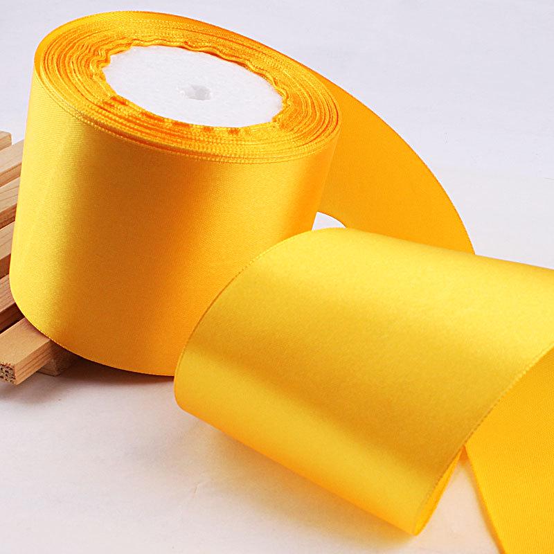 Golden Yellow Silk Ribbon for Gift Wrapping: Colorful, Satin, Woven Flowers, 0.3cm-7.5cm, Perfect for Thanksgiving