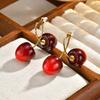 Sweet Cherry Earrings for Women, Stainlesss Steel Cherry Dangle Earring  Kpop Jewelry Trendy Accessories