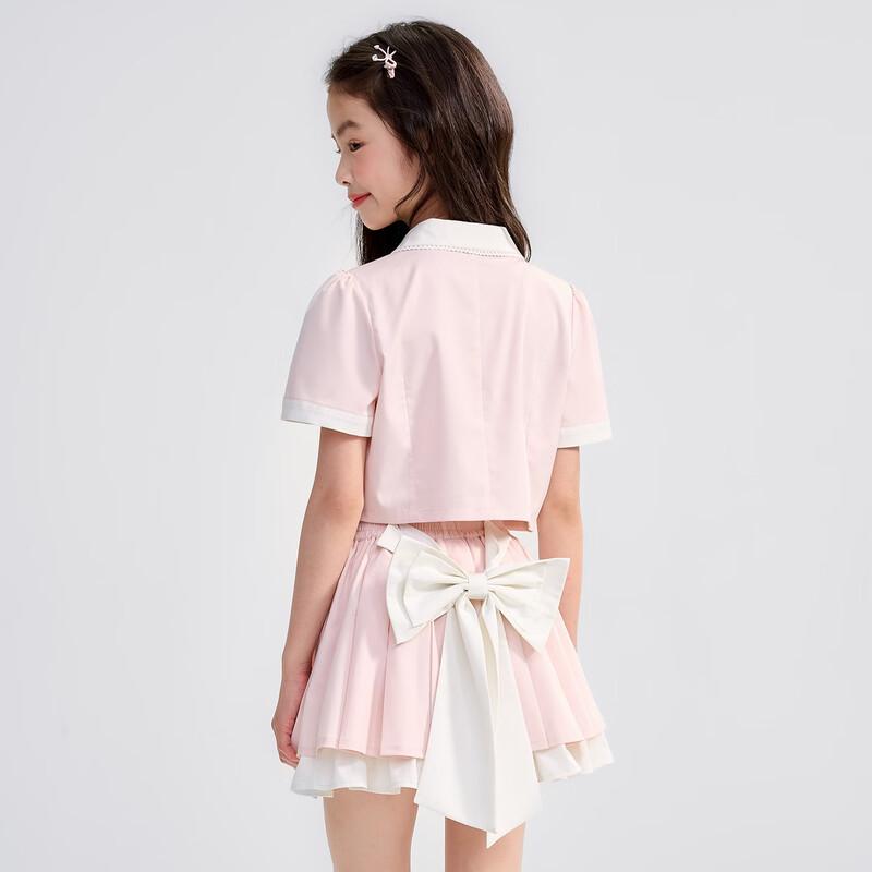Girls' Sweet Princess Bow Pleated Skirt Set