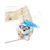 Cute Sleeping Dog Plush Keychain With Glasses Cartoon Puppy Backpack Pendant Soft Stuffed Animal Bag Charm Good Night Gift