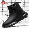 YRZL Mens Winter Black Boots  Warm Plush Mens Boots Non-slip Lightweight Cotton Boots Comfortable Winter Shoes Men