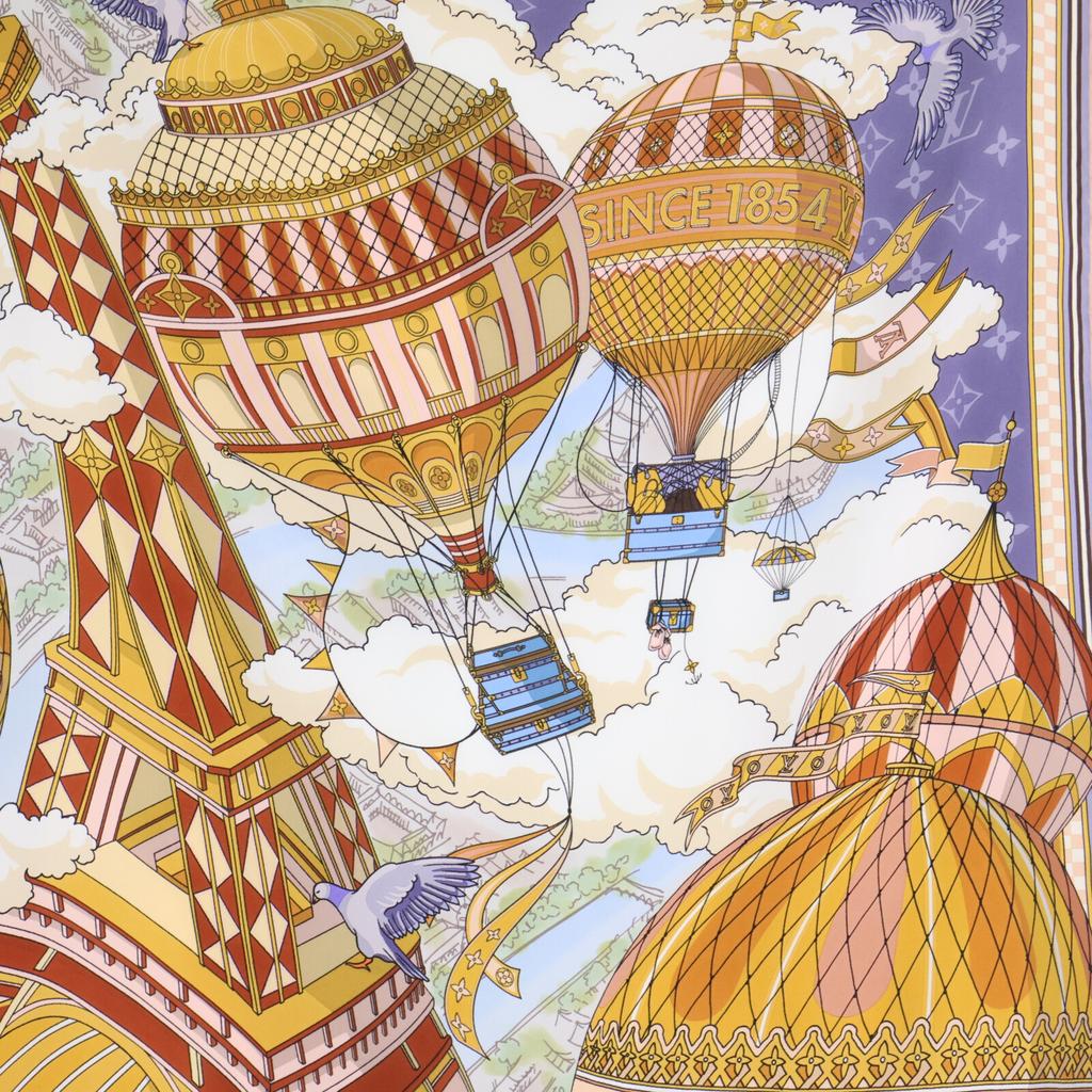 LOUIS VUITTON [/25 year made] M96866 Carre90 From the Cloud 100% Silk scarf Bleu DenimUsed