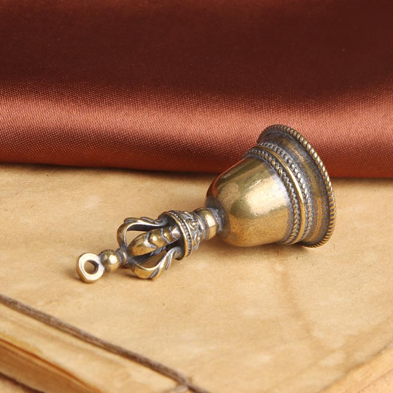 Tibetan Vajra Bell Keychain: Retro Brass Religious Instrument Pendant Handbell