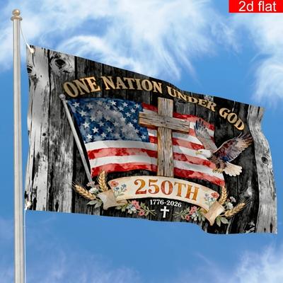 2D Flat, 2D Flat Banner, 1pc, USA Independence Day 250Th Anniversary Banner, 1776-2026, American Flag Bald Eagle Design, Outdoor Yard Decor Banner, 25