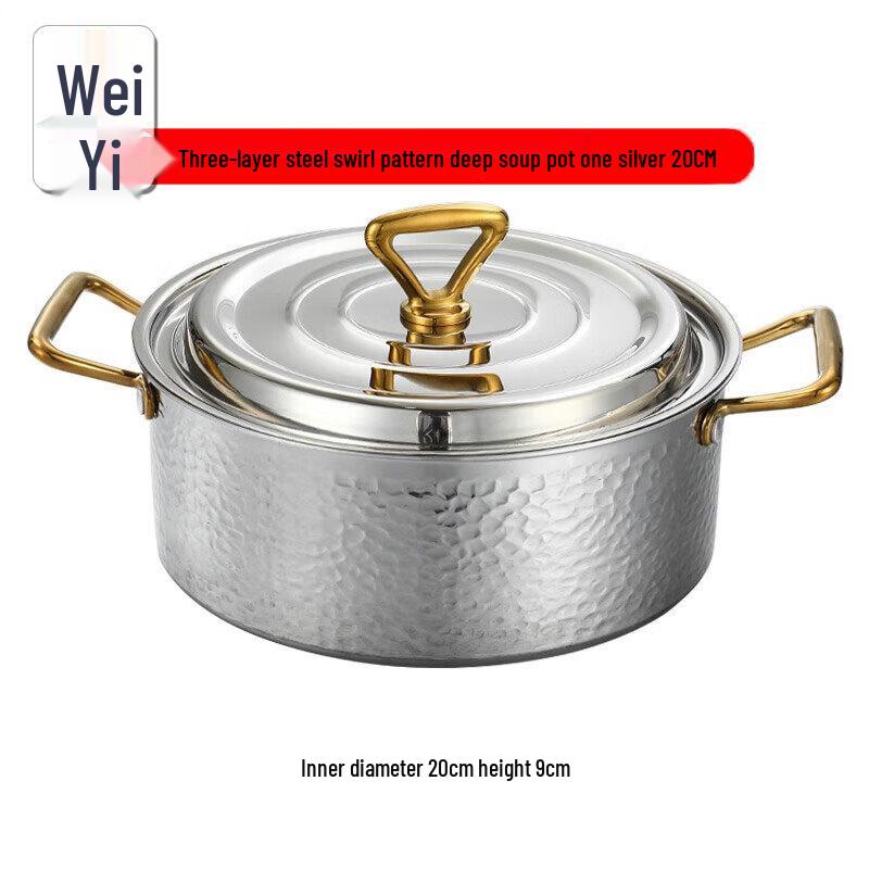 Weiyi 201 Stainless Steel Hammered Stock Pot