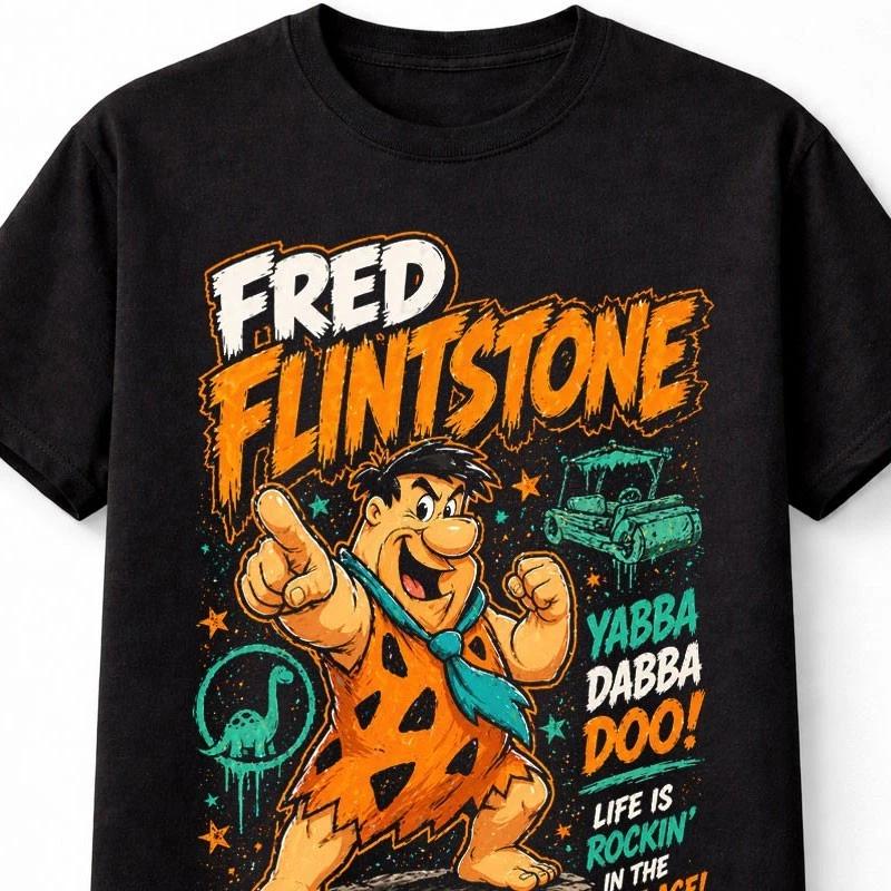 Fred Flintstone Yabba Dabba Doo Cartoon Retro Graphic Unisex TShirt S