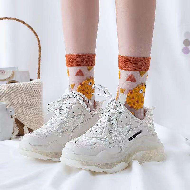 Spring/Summer Women's Floral Mori Girl Thin Mid-Calf Socks - European & American Style