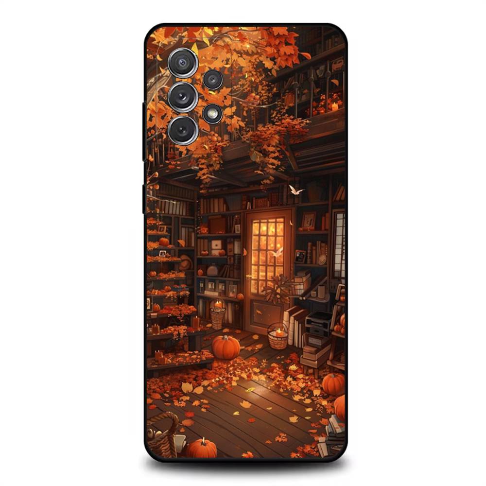 

Autumn leaves pumpkin Phone Case For Samsung S25,S24,S21,S22,S23,S30,Ultra,S20,Plus,Fe,Lite,Note,10,9,5G Black Cover Samsung S235G