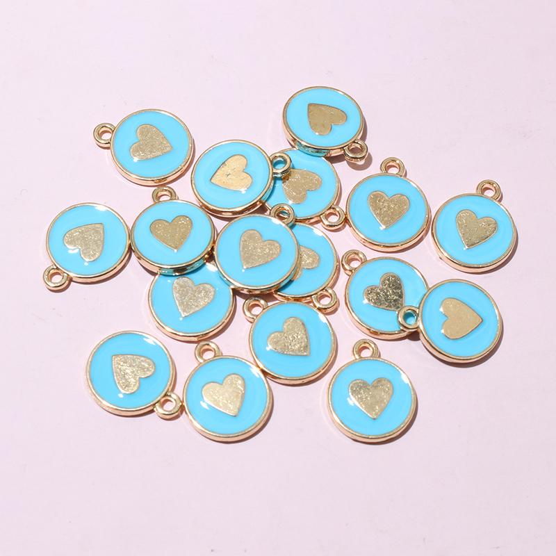 20pcs 14.5x12mm Enamel Double Side Heart Charms Pendant DIY Jewelry Making Accessories Findings for Bracelet Earrings Keychains