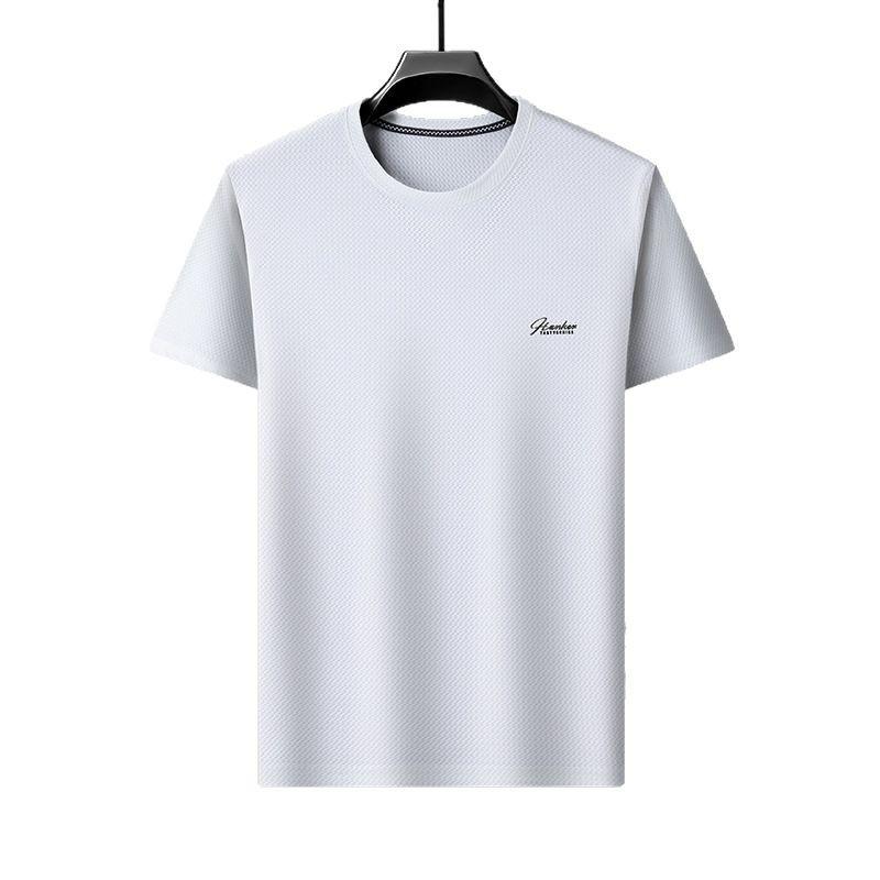 High Quality T-Shirt Men'S Crew Neck Men'S Short Sleeve T-Shirt Ice Silk Polo Bottom Shirt
